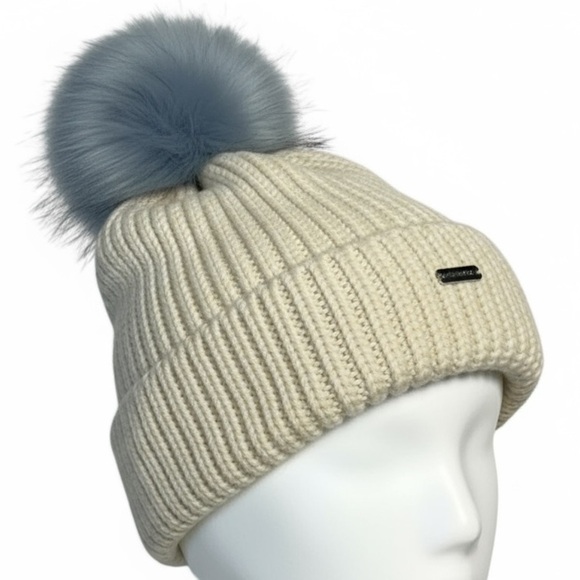 STEVE MADDEN Chunky Knit Beanie with Faux Fur Pom Pom - Picture 5 of 7